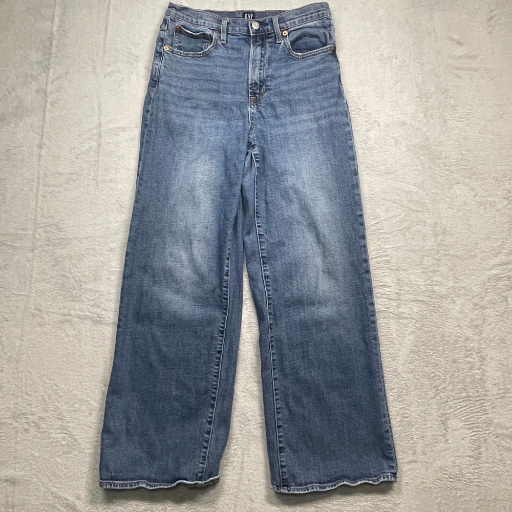 Gap Wide Leg Jeans Womens 28 Blue High Rise Stretch Medium Wash Denim